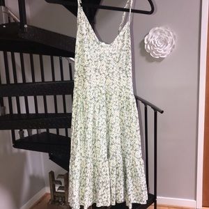 Green floral cottage core dress
